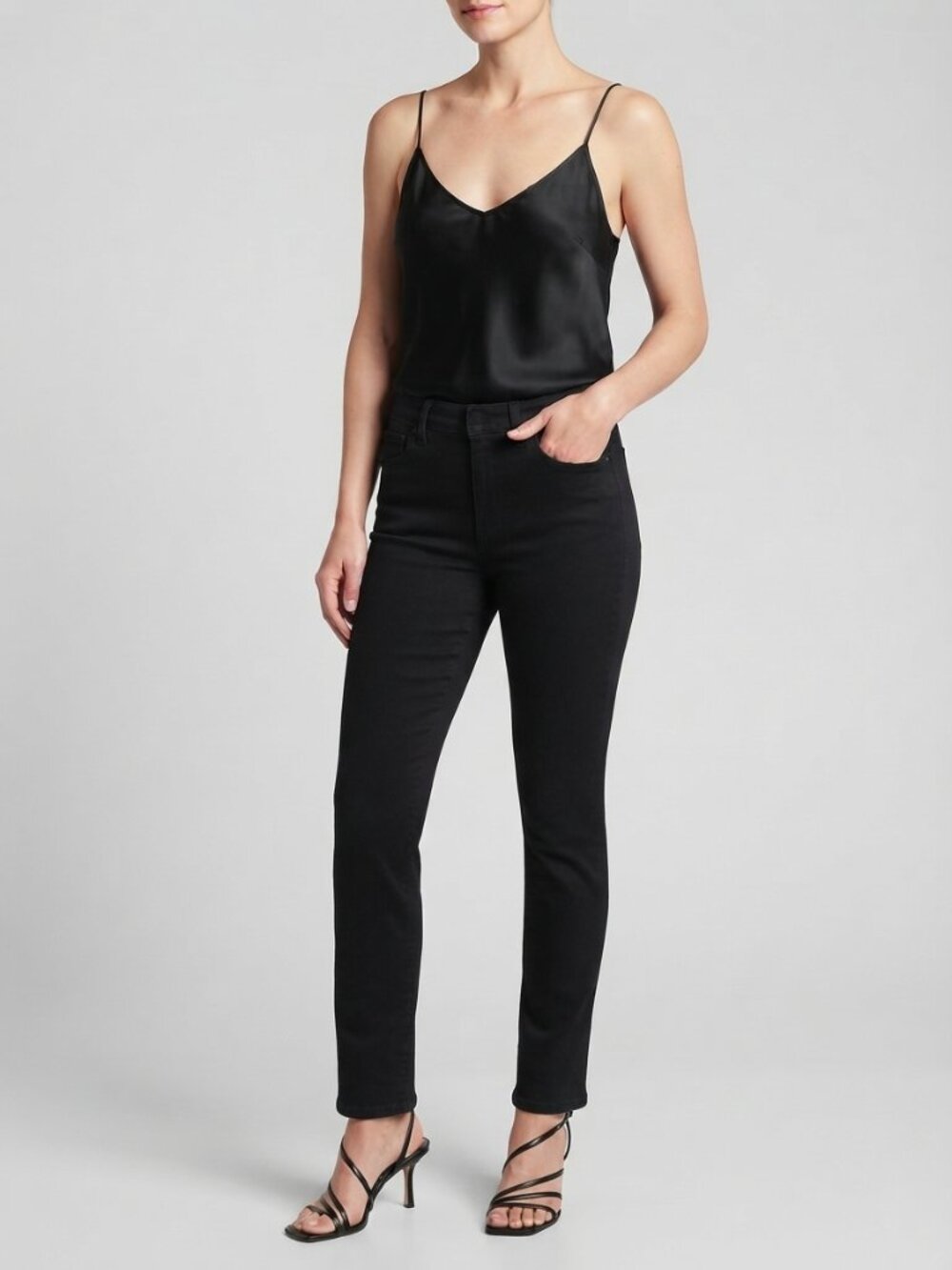1822 Denim Butter Slim Straight Jeans 10 Black NWT